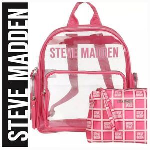 Steve Madden BIrma Transparent Backpack w/Logo Bag
